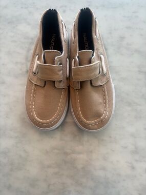 Nautica Kids Beige Canvas Boat Shoes